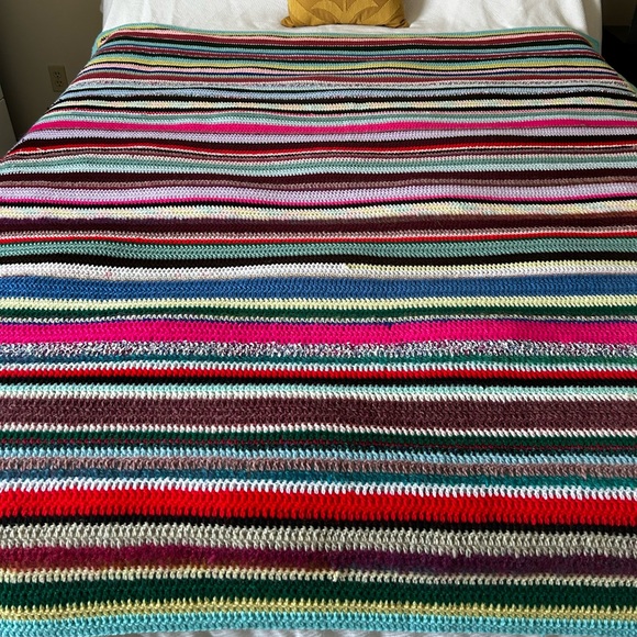 Other - Vintage Handmade Multi Colour Stripe Afghan Throw Blanket